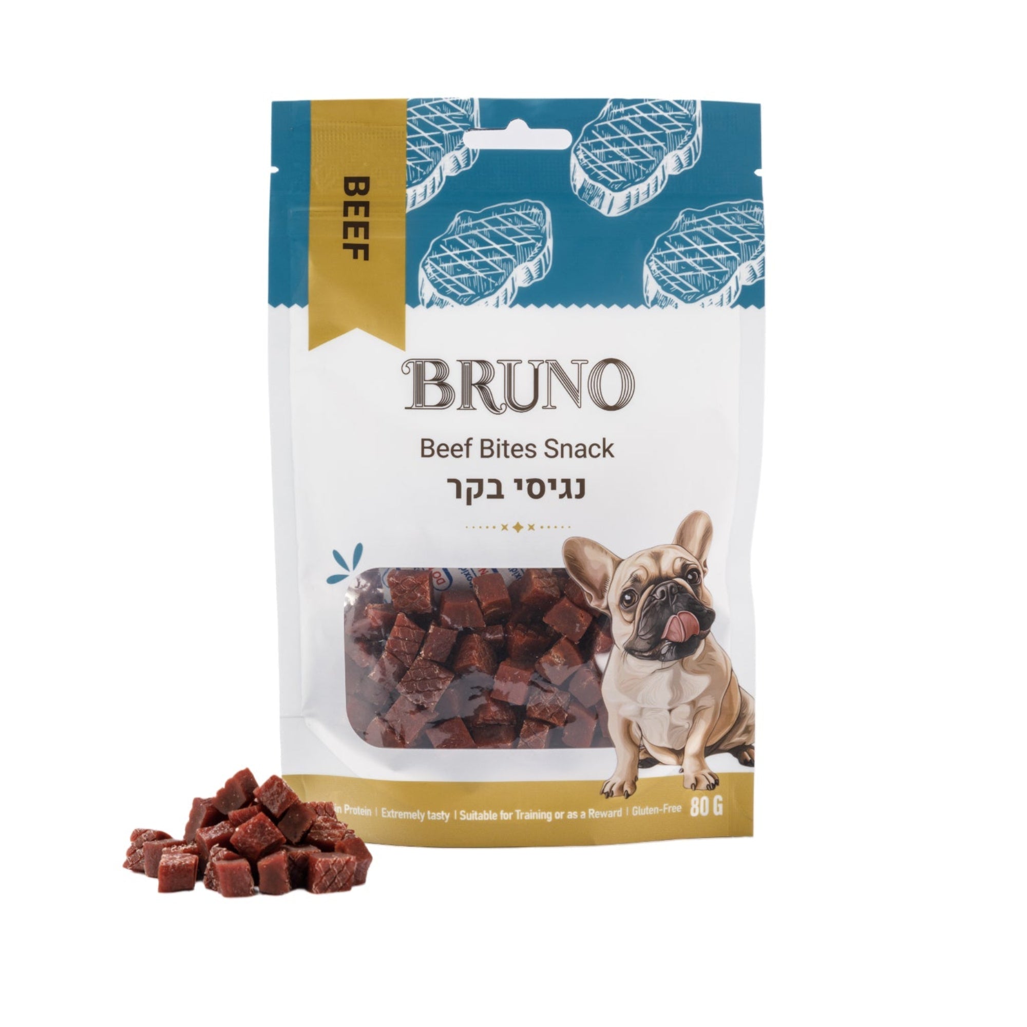 חטיף כלבים ברונו נגיסי בקר 80 גרם