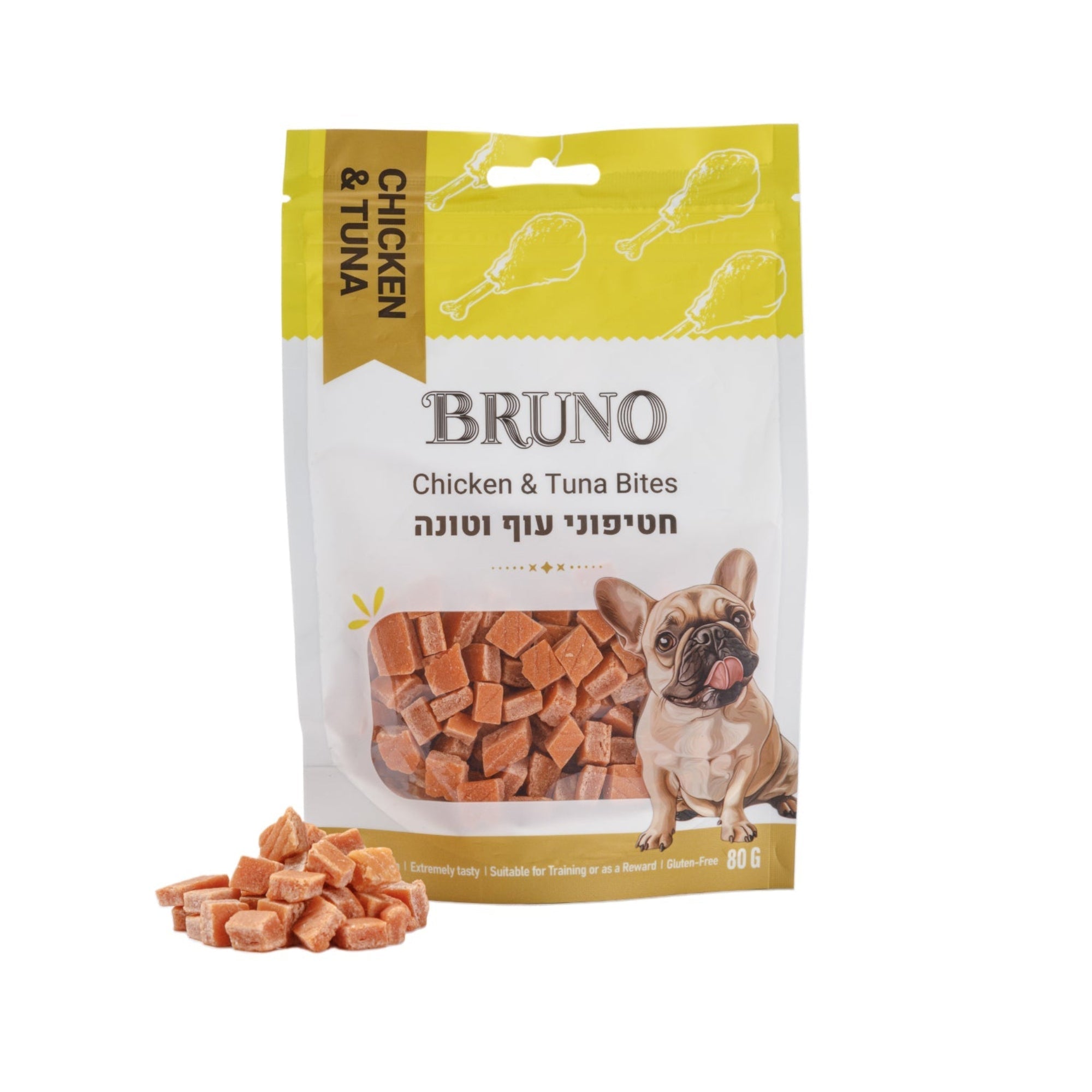 חטיף כלבים ברונו חטיפוני עוף וטונה 80 גרם