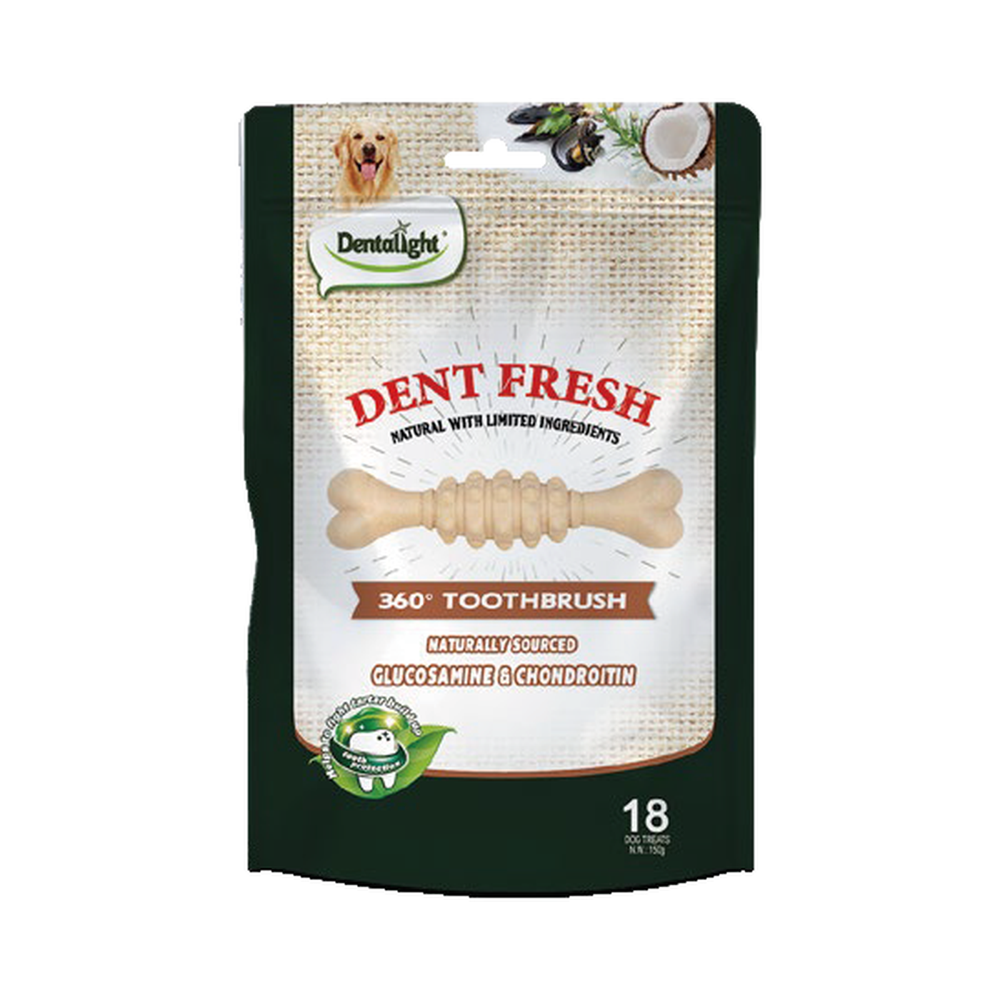 Dentalight 3" Dent Fresh 360° Toothbrush Coat carex18pcs 150g - SKU 08216