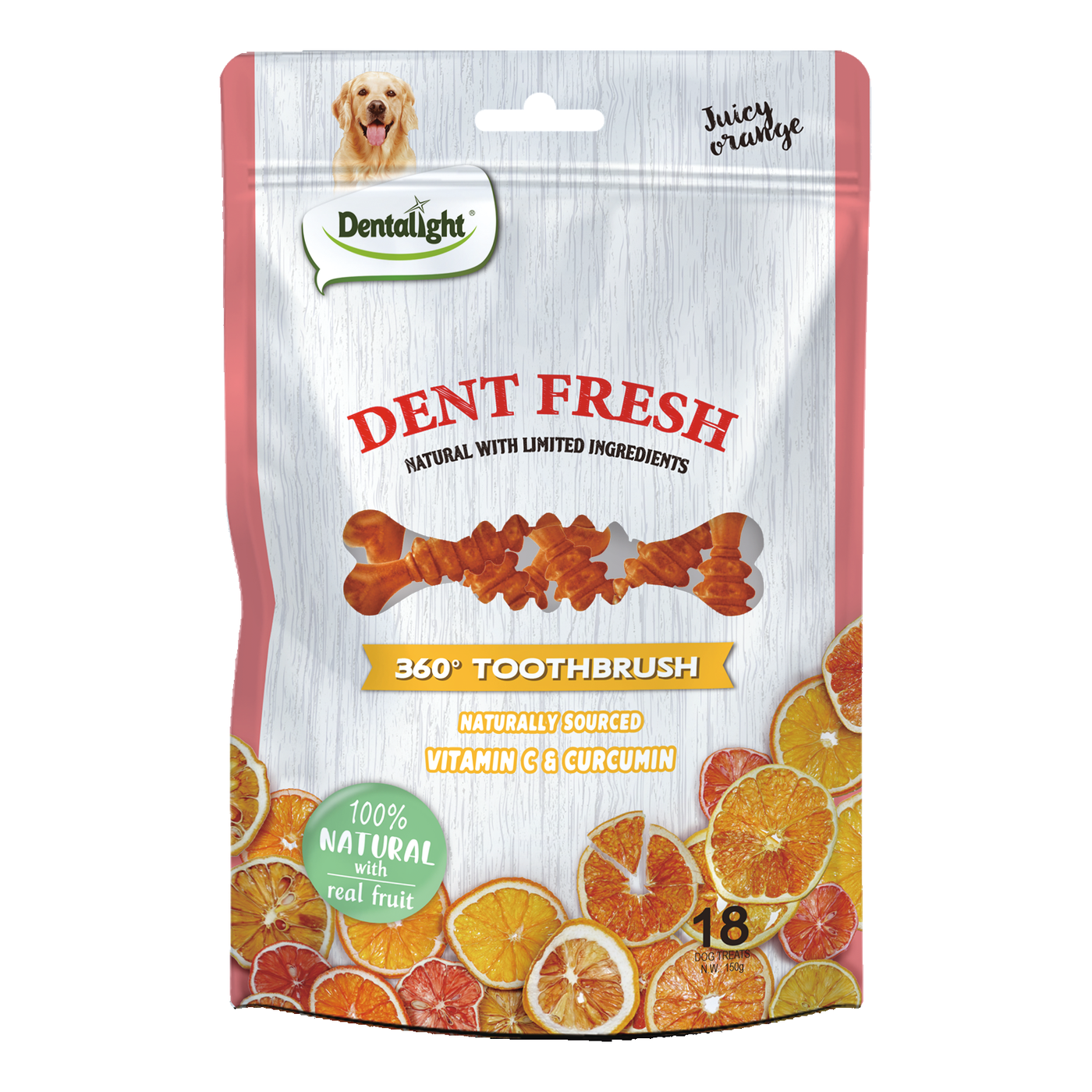 Dentalight 3" Dent Fresh 360° Toothbrush Juicy orangex18pcs 150g - SKU 09541