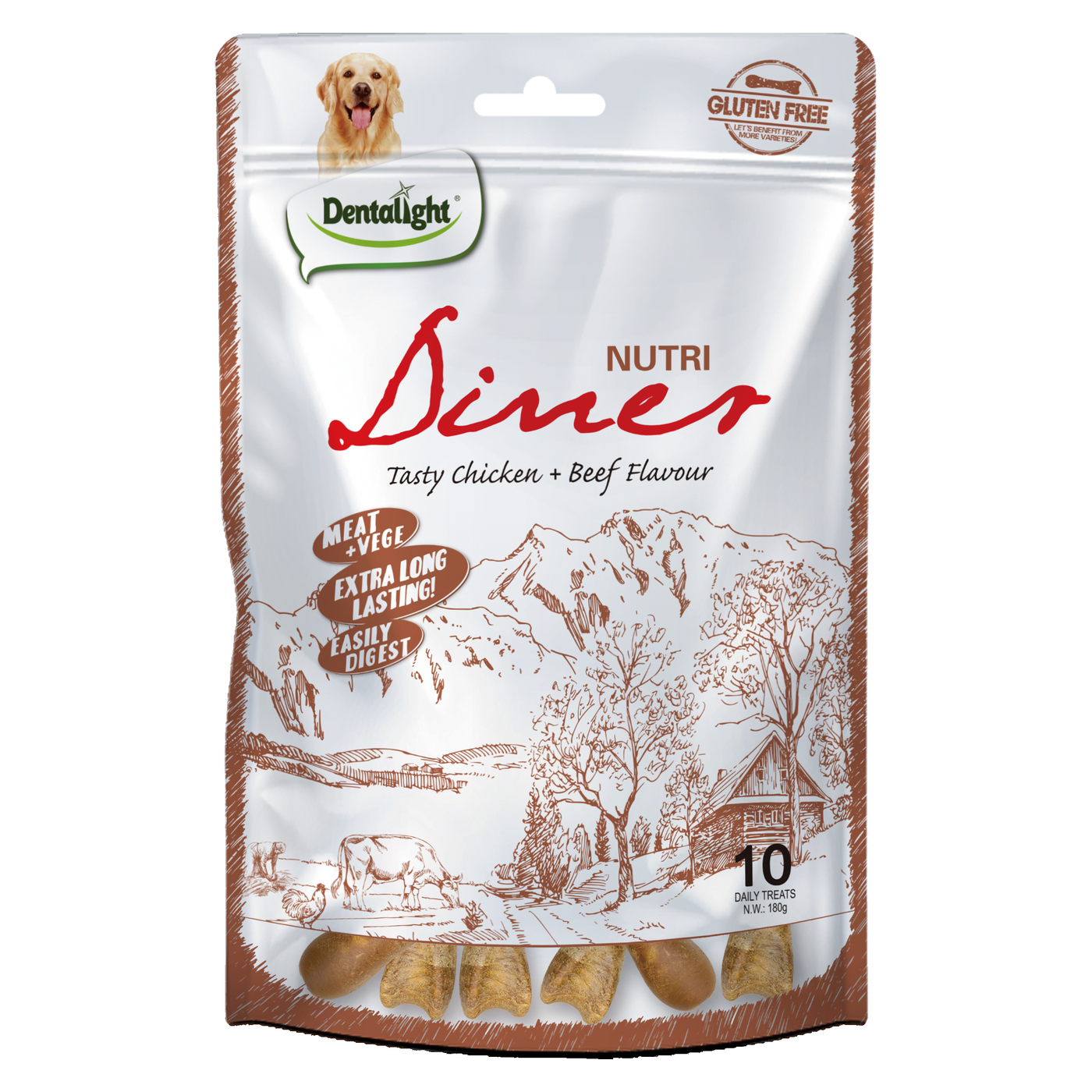 Dentalight 3" Nutri Diner tasty chicken&beef Flavour mix x10pcs 180g - SKU 08285