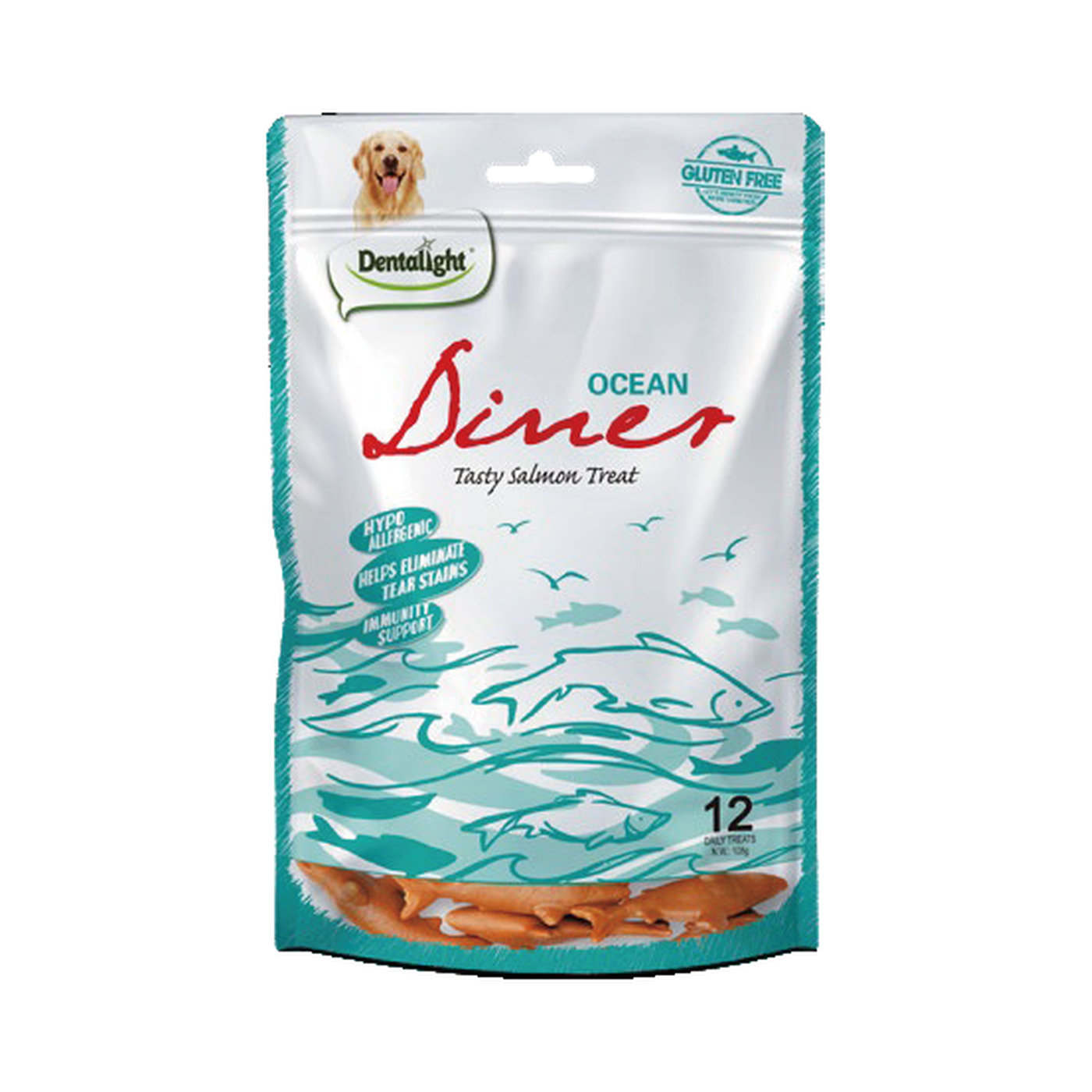 Dentalight 3" Ocean Diner tasty salmon treat x12pcs 108g - SKU 08438