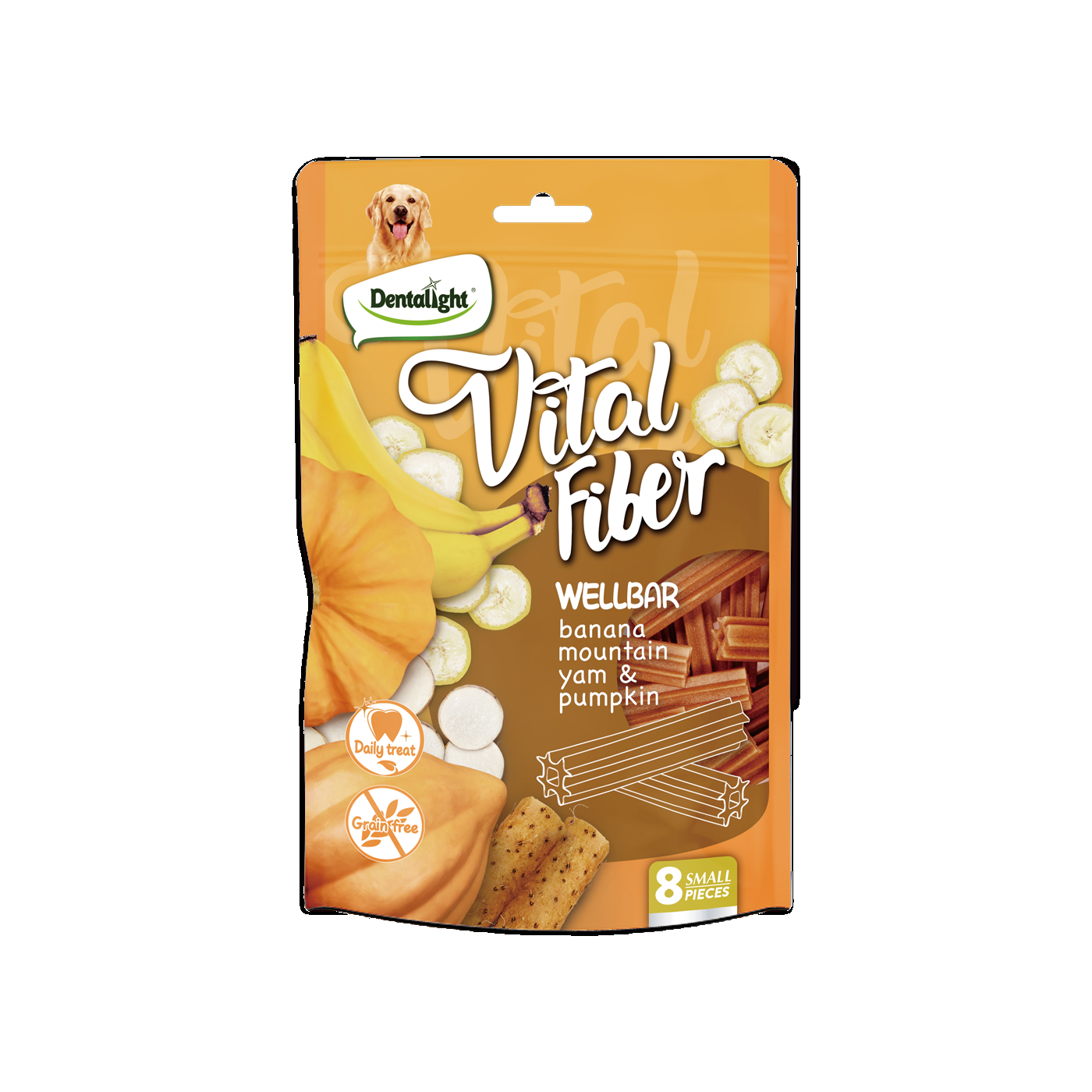 Dentalight 3" Vital Fiber Wellbarx8pcs 80g Banana, Mountain Yam, Pumpkin - SKU 10110