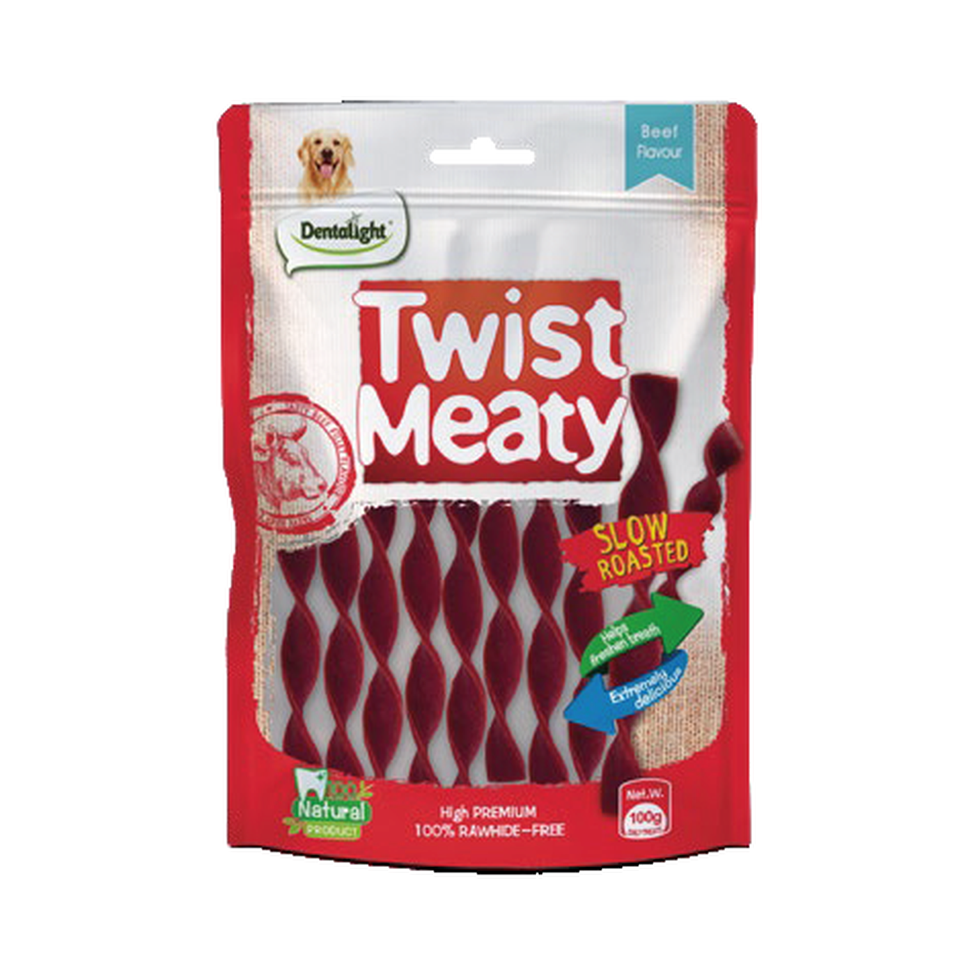 Dentalight 5" Twist Meaty beef Flavour 100g/bag - SKU 09480