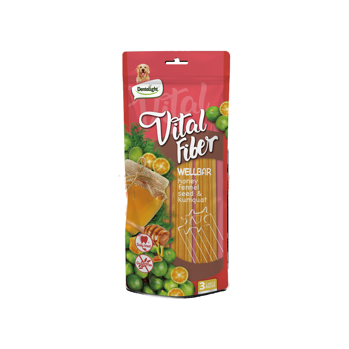 Dentalight 8" Vital Fiber Wellbarx3pcs 250g honey, fennel seed, kumquat - SKU 10806