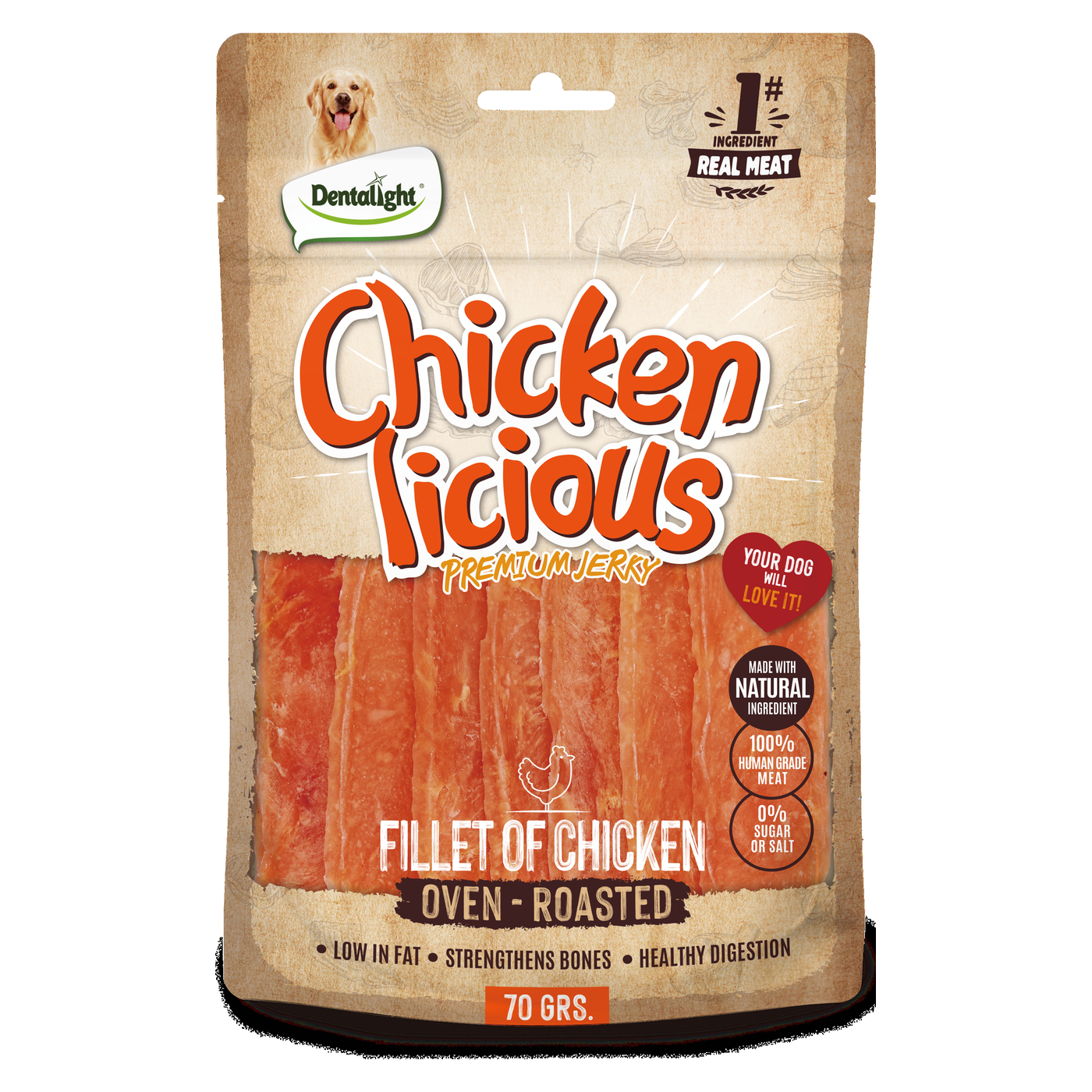 Dentalight Chicken Licious Premium Jerky FILLET OF CHICKEN 70g - SKU 13050