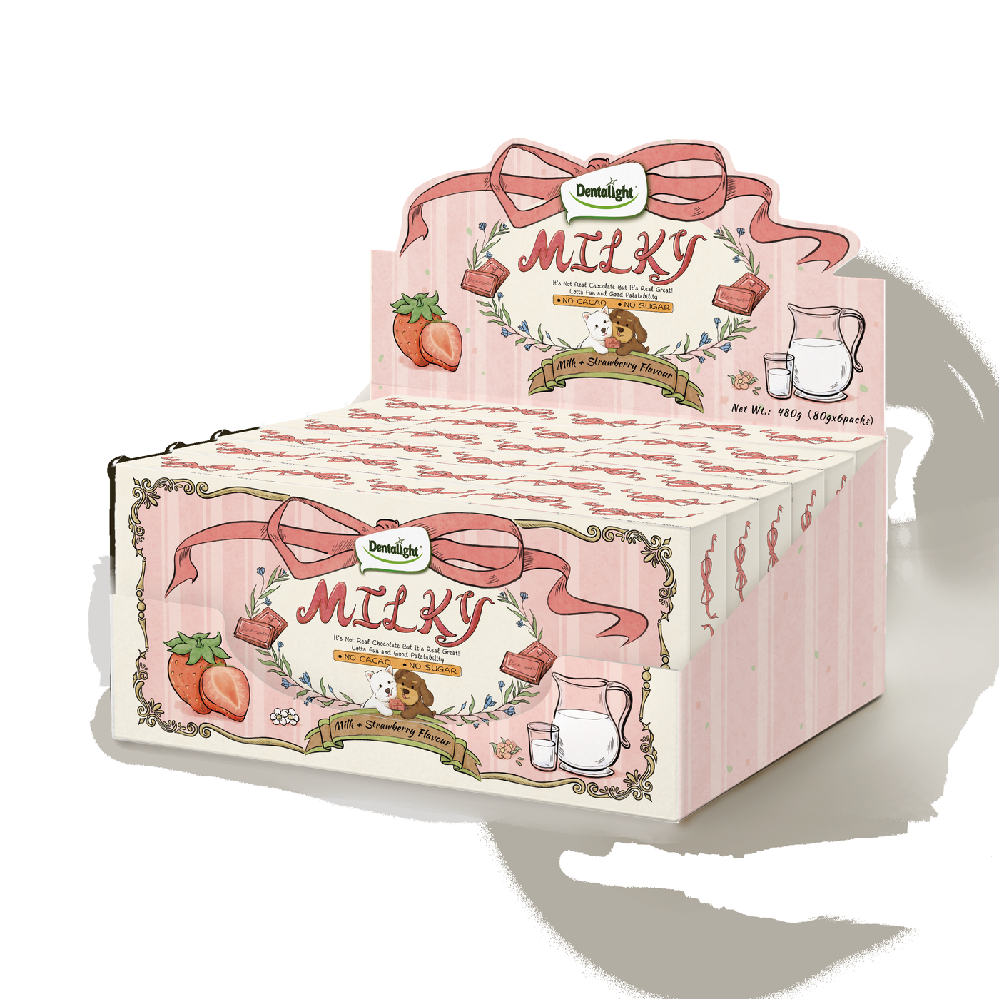 Dentalight Doggy Choco Bar Treats Milk + Strawberry Flavour