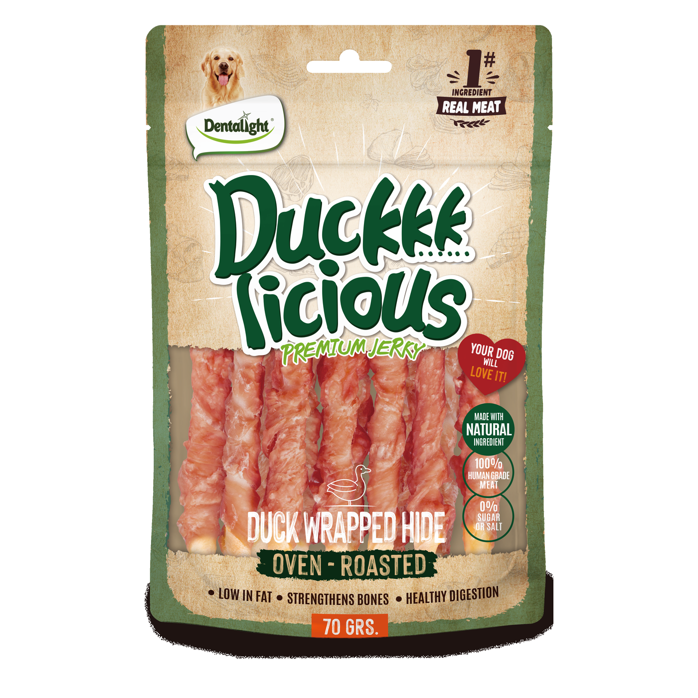 Dentalight Duckkk Licious Premium Jerky DUCK WRAPPED HIDE 70g - SKU 13425
