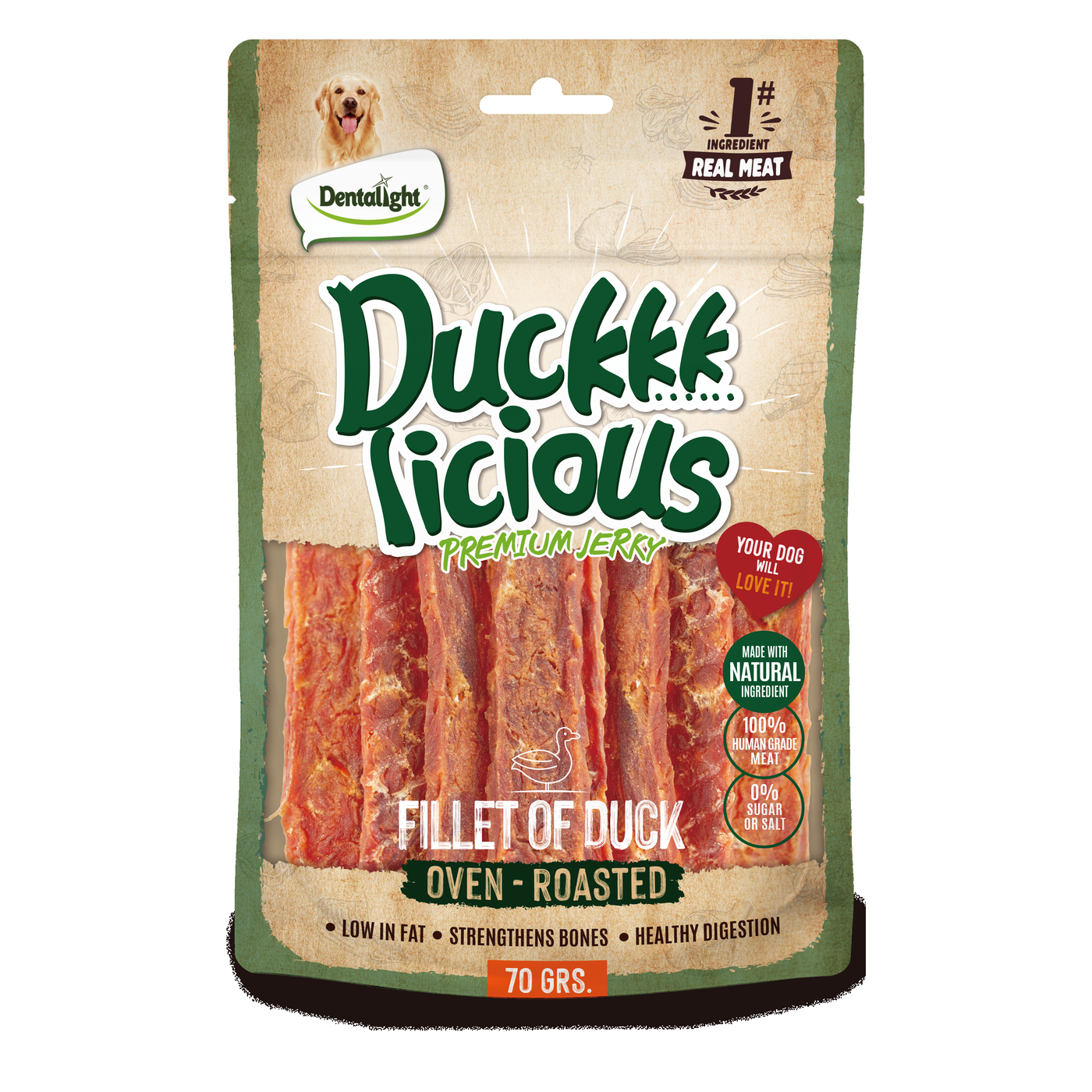 Dentalight Duckkk Licious Premium Jerky FILLET OF DUCK 70g - SKU 13418