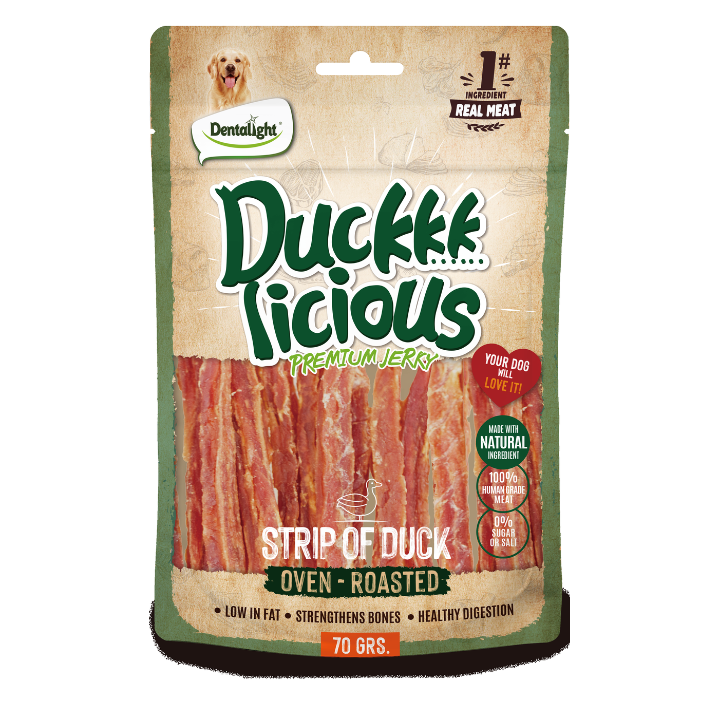 Dentalight Duckkk Licious Premium Jerky STRIP OF DUCK 70g - SKU 13371