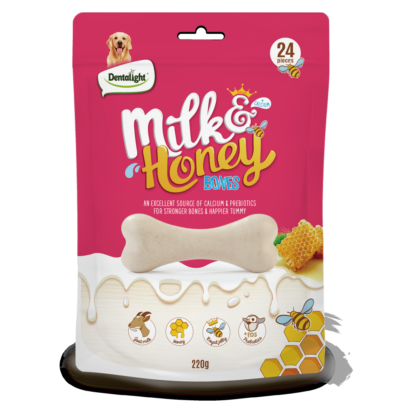 Dentalight Milk & Honey Bones 24 pcs / 220 g