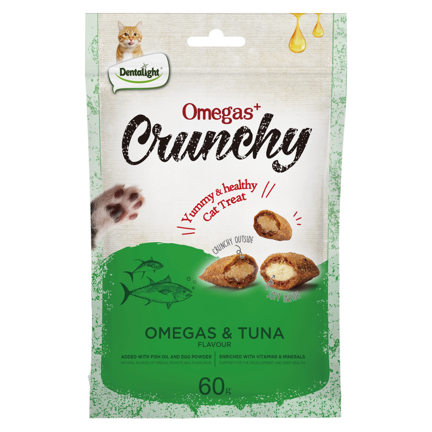 Dentalight Omegas Crunchy cat treats Tuna Flavor 60g - SKU 12343