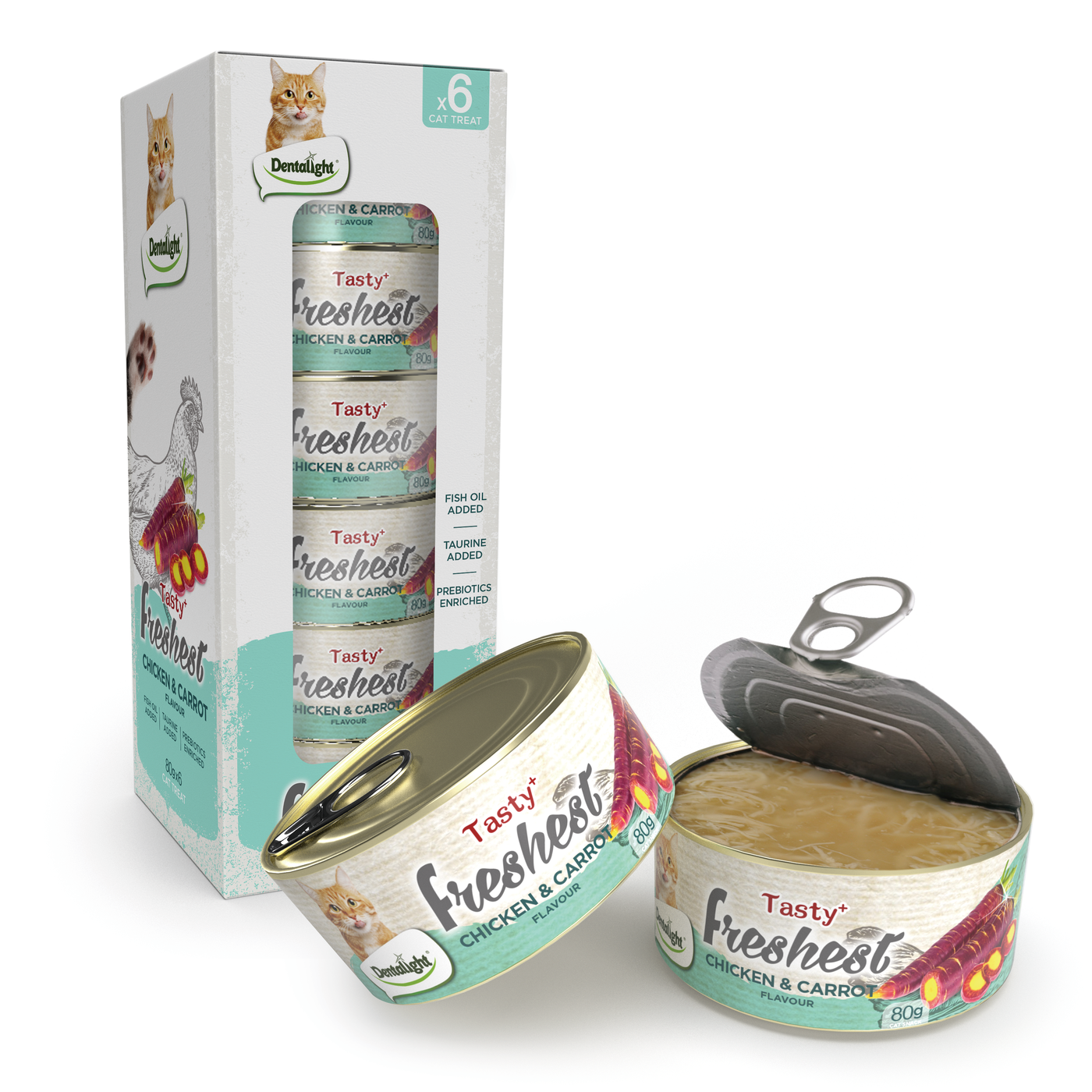 Dentalight Tasty Freshest Cat Treat in Can CHICKEN & CARROT 80g - SKU 11537