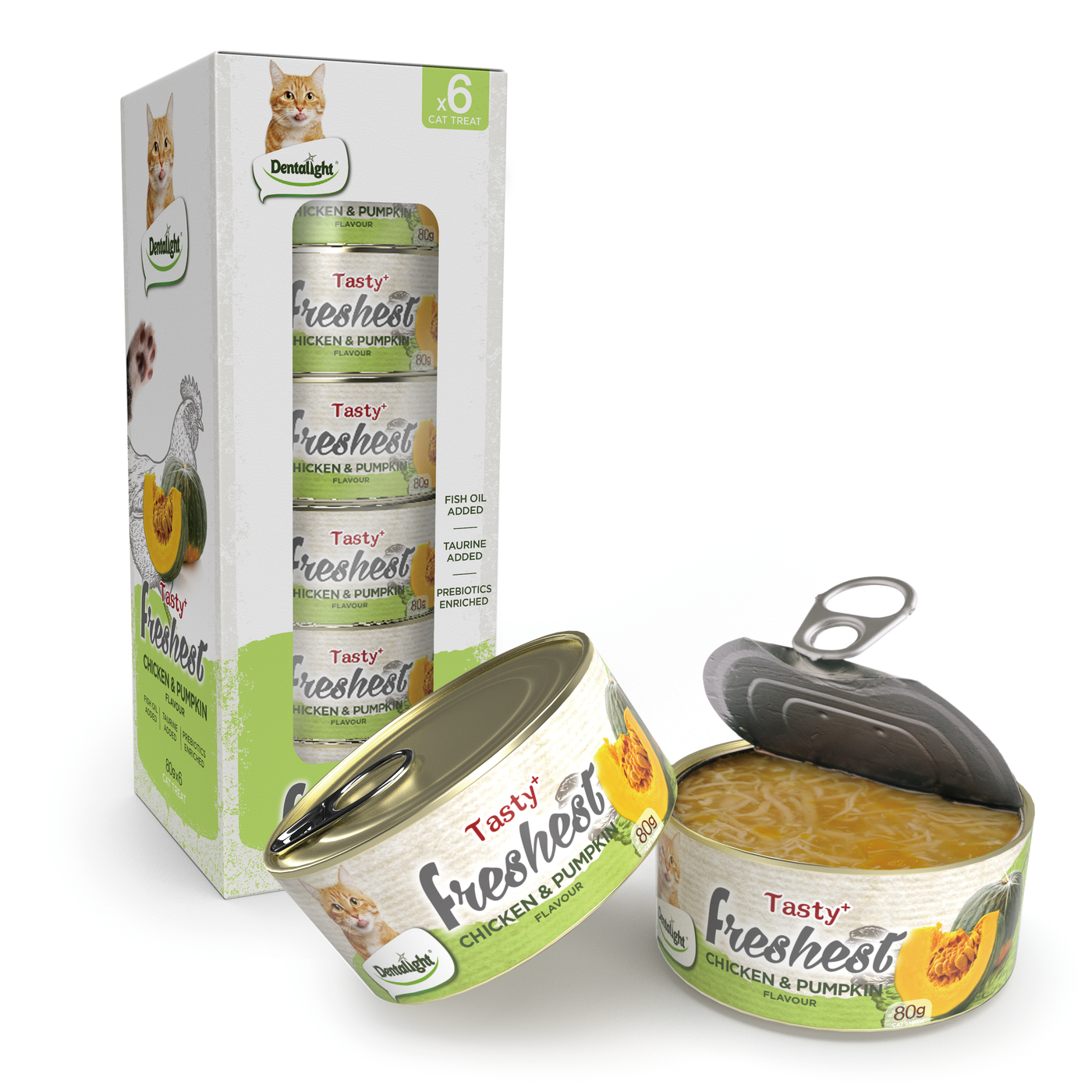 Dentalight Tasty Freshest Cat Treat in Can CHICKEN & PUMPKIN 80g - SKU 11544