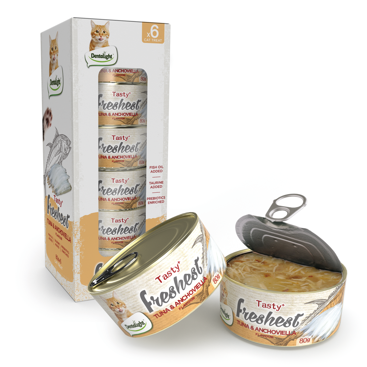 Dentalight Tasty Freshest Cat Treat in Can TUNA & ANCHOVIELLA 80g - SKU 11520