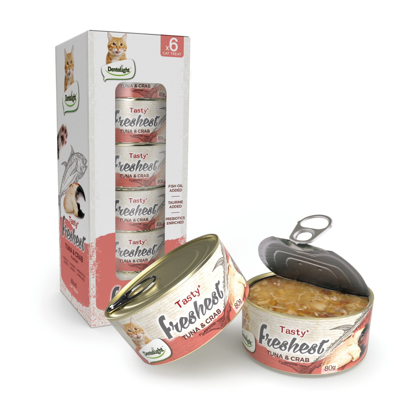 Dentalight Tasty Freshest Cat Treat in Can TUNA & CRAB 80g - SKU 11506
