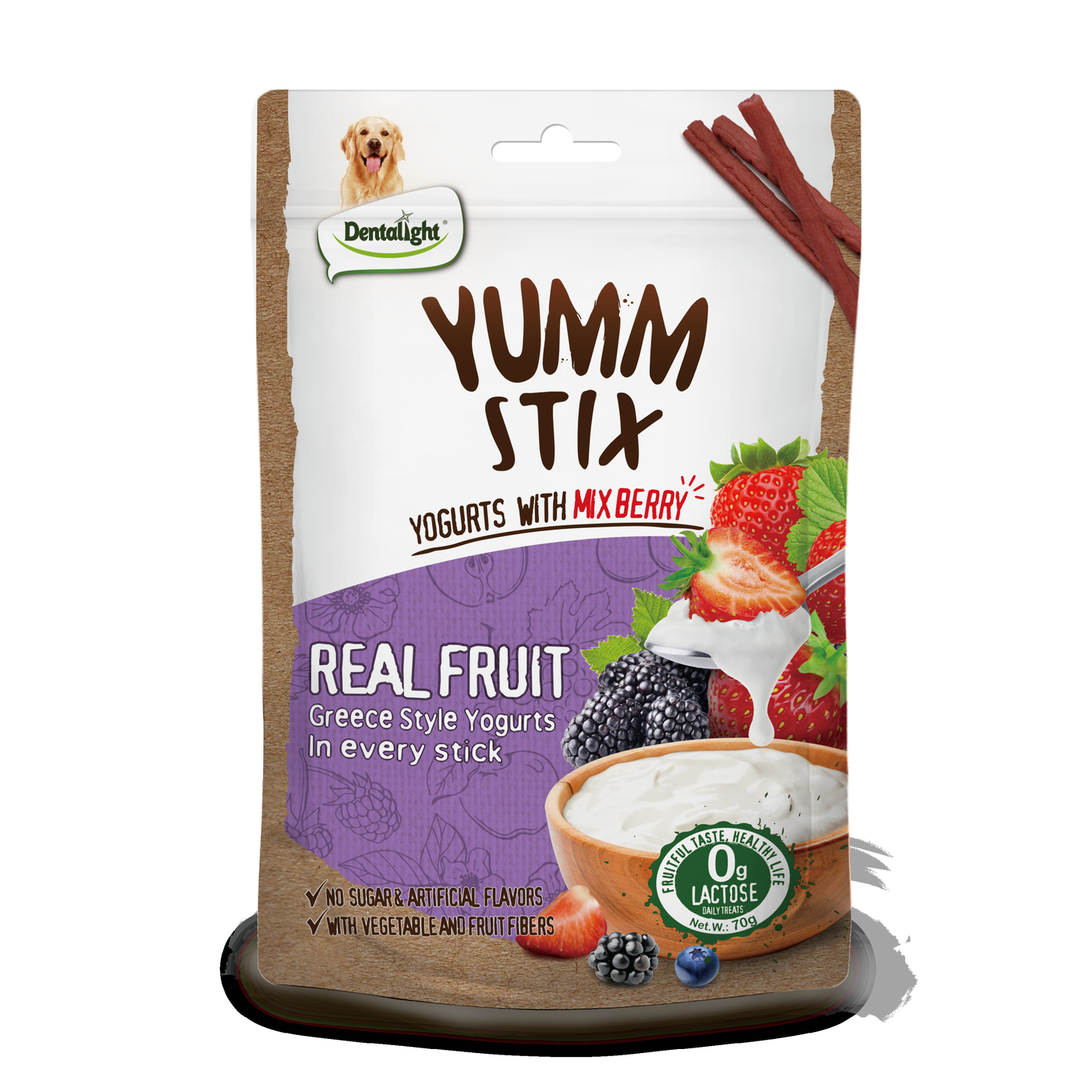 Dentalight Yumm stix Yogurts with Mix Berry 70g -WET&SOFT - SKU 11964